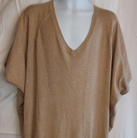 Metallic Gold Knit Sweater Lane Bryant 18 20 2x - Picture 2 of 6